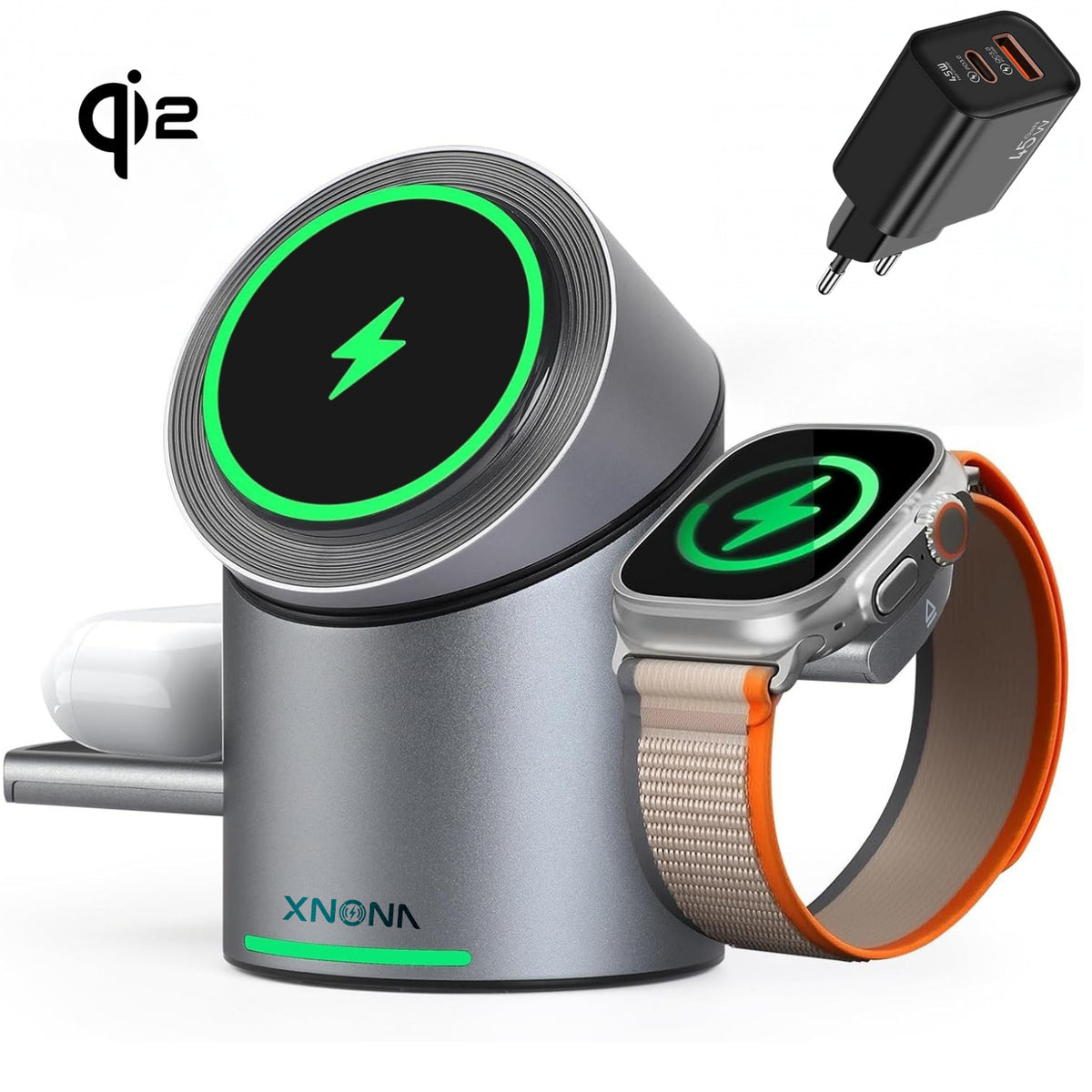 Qi2 3-In-1 MagSafe Fast Wireless Charging Station - XNONA