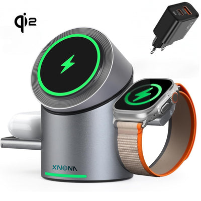 Qi2 3-In-1 MagSafe Fast Wireless Charging Station - XNONA