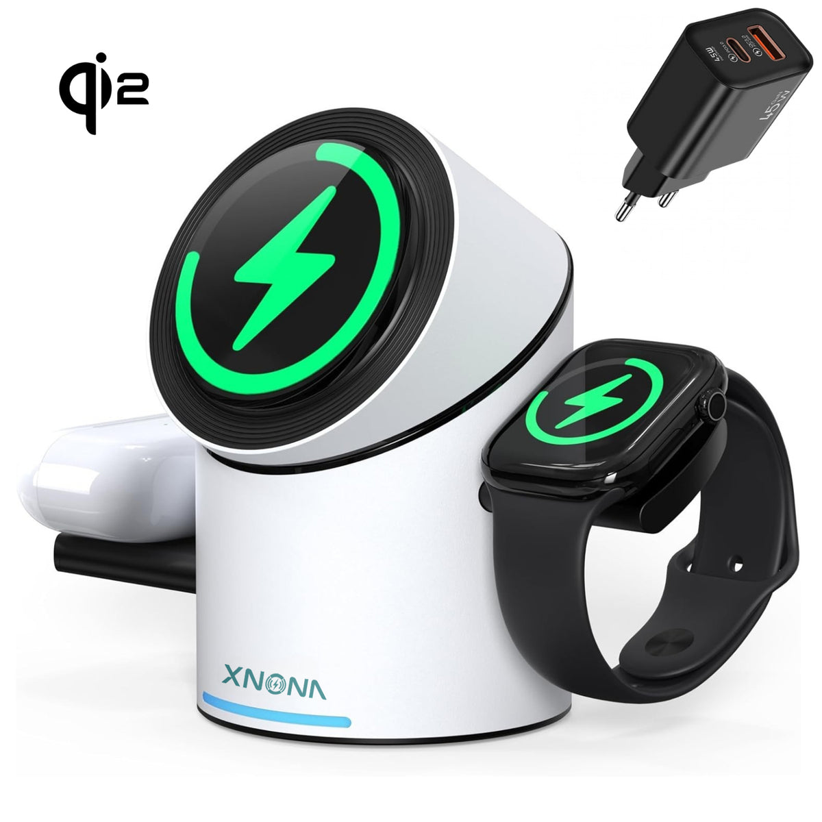 Qi2 3-In-1 MagSafe Fast Wireless Charging Station - XNONA